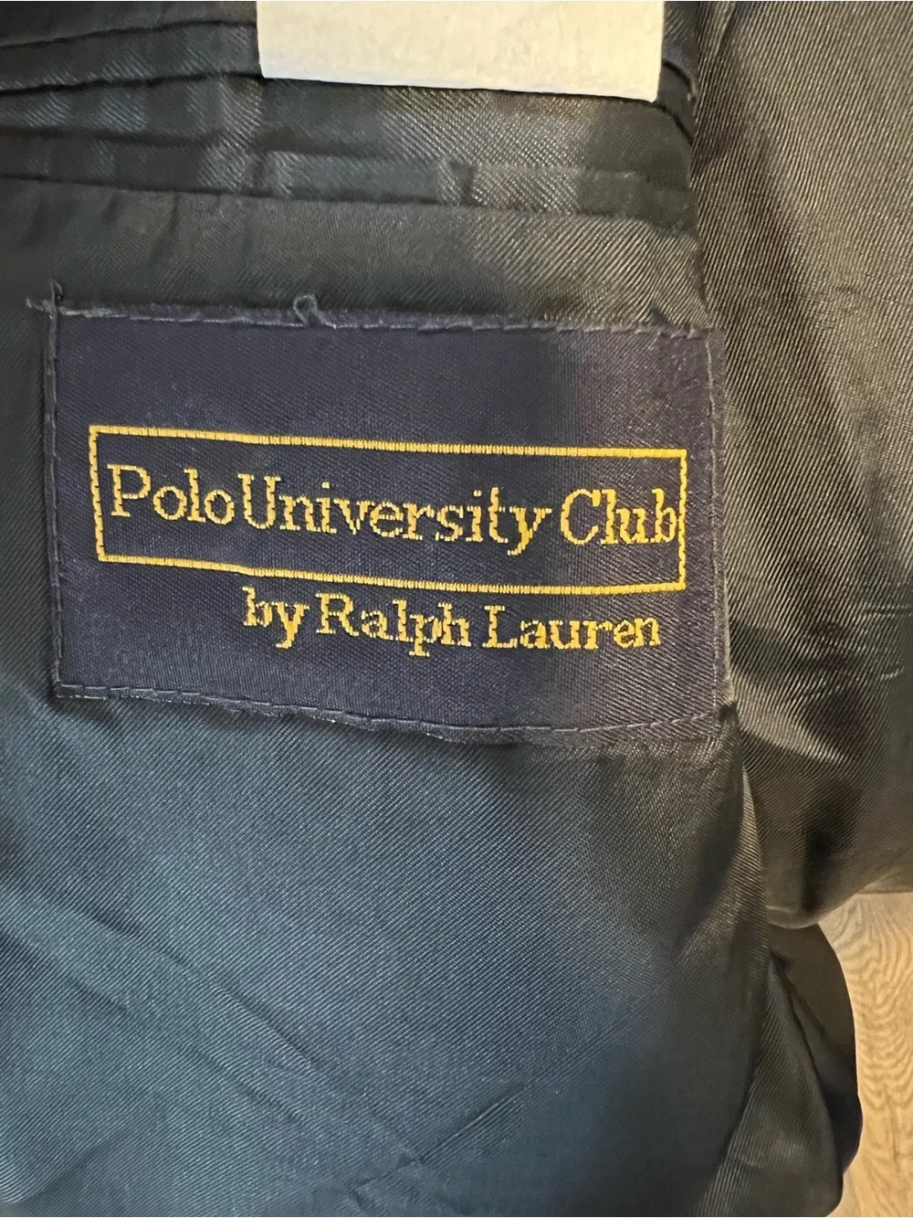 VNTG Polo Ralph Lauren University Club Pinstriped Double Breasted Suit Jacket